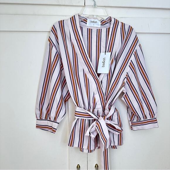 NWT ba&sh Nala Stripe Wrap Top 1 Small - Picture 3 of 7